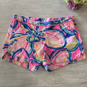 LILLY PULITZER | Pink Blue Shorts Fringe Accent
